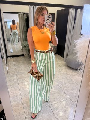 Green/White Stripes Pant