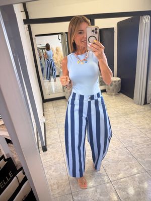 Yellow/Blue Stripes Detail Jeans