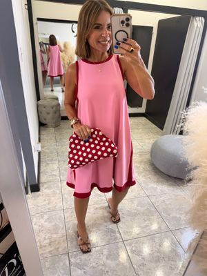 Matcha Or Pink Stripe Detail Short Dress