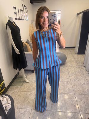 Pink Or Blue Stripes Pant Set