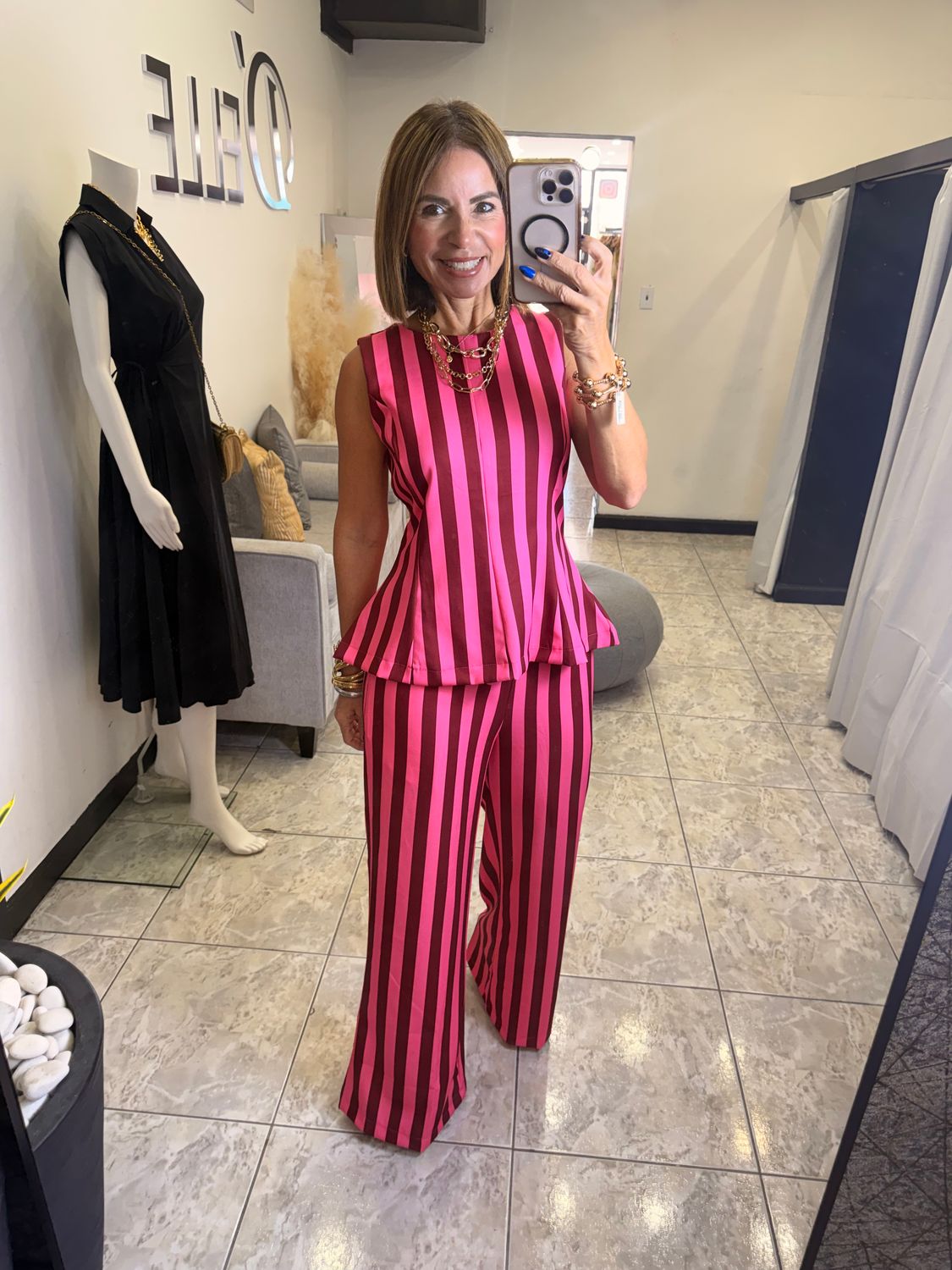 Pink Or Blue Stripes Pant Set