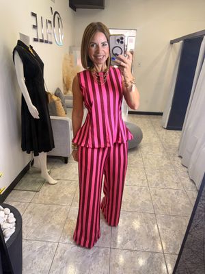 Pink Or Blue Stripes Pant Set