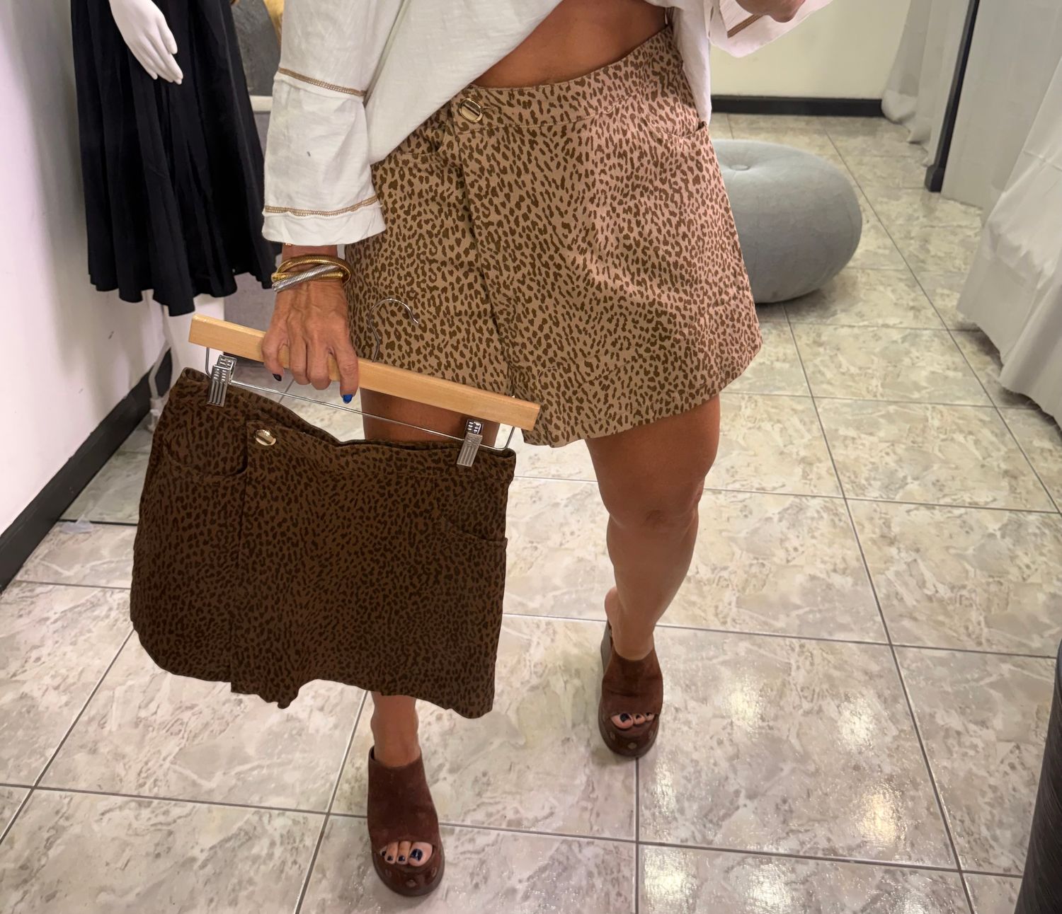 Brown Or Taupe Leopard Skort