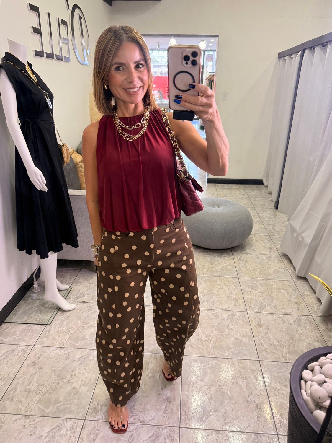 Burgundy Or Taupe Bubble Top