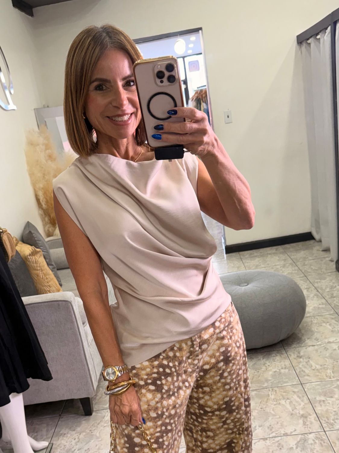 Ivory Or Beige Satin Top
