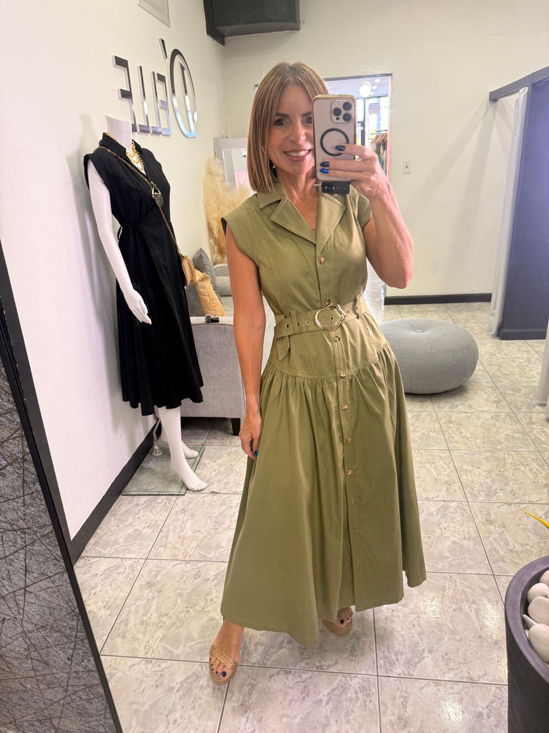 Army Green Midi Dress