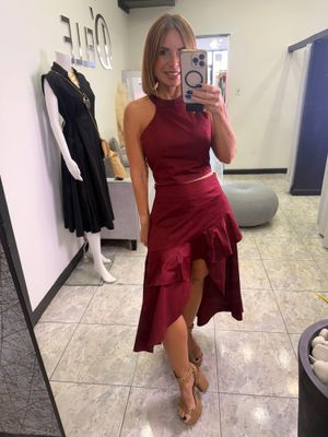 Choco Or Burgundy Ruffle Skirt Set