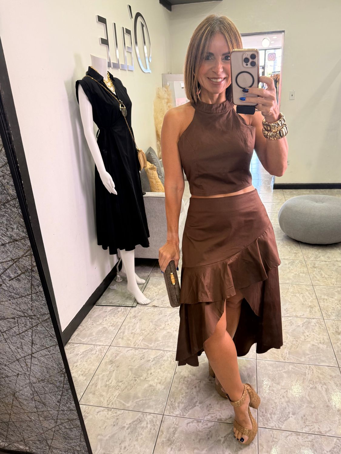 Choco Or Burgundy Ruffle Skirt Set