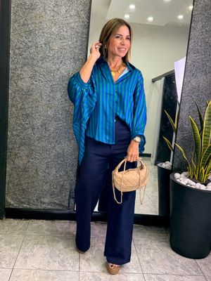 Green/Blue Or Pink/Red Satin Oversize Top