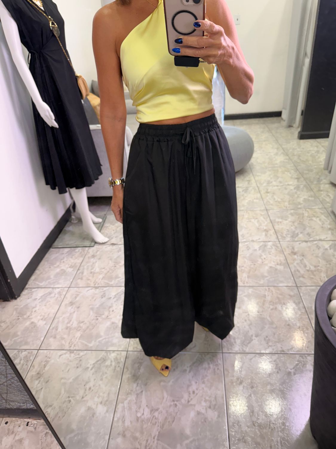 Black Bubble Long Pants