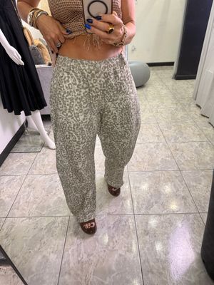 Grey Leopard Barrel Jeans