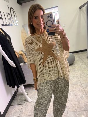 Gold Star Detail Crochet Top