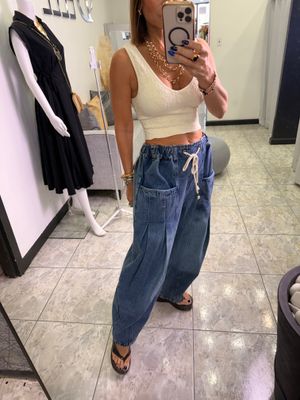 Medium Denim Comfy Barrel Jeans