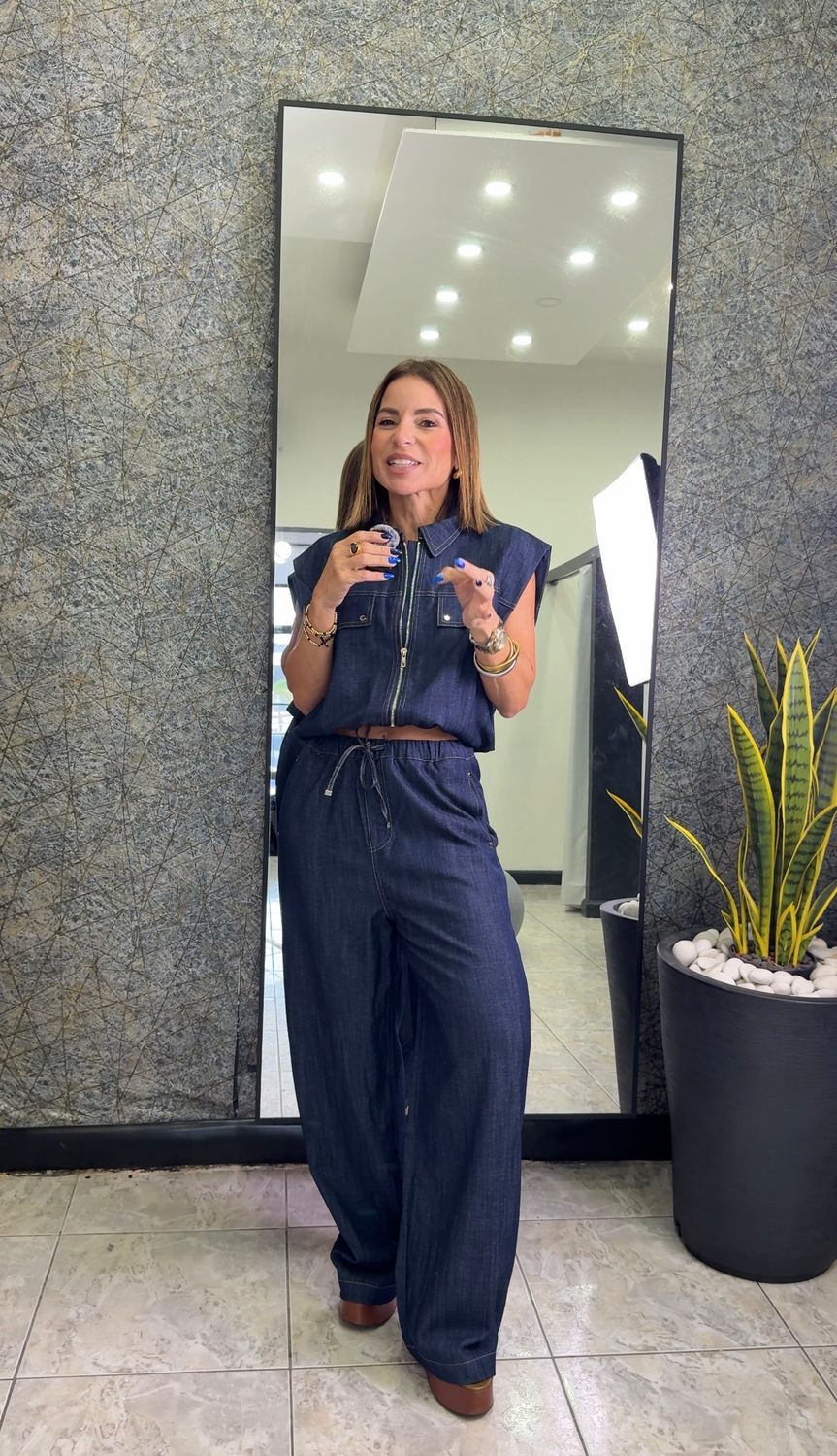 Blue Denim Jacket And Pants Set