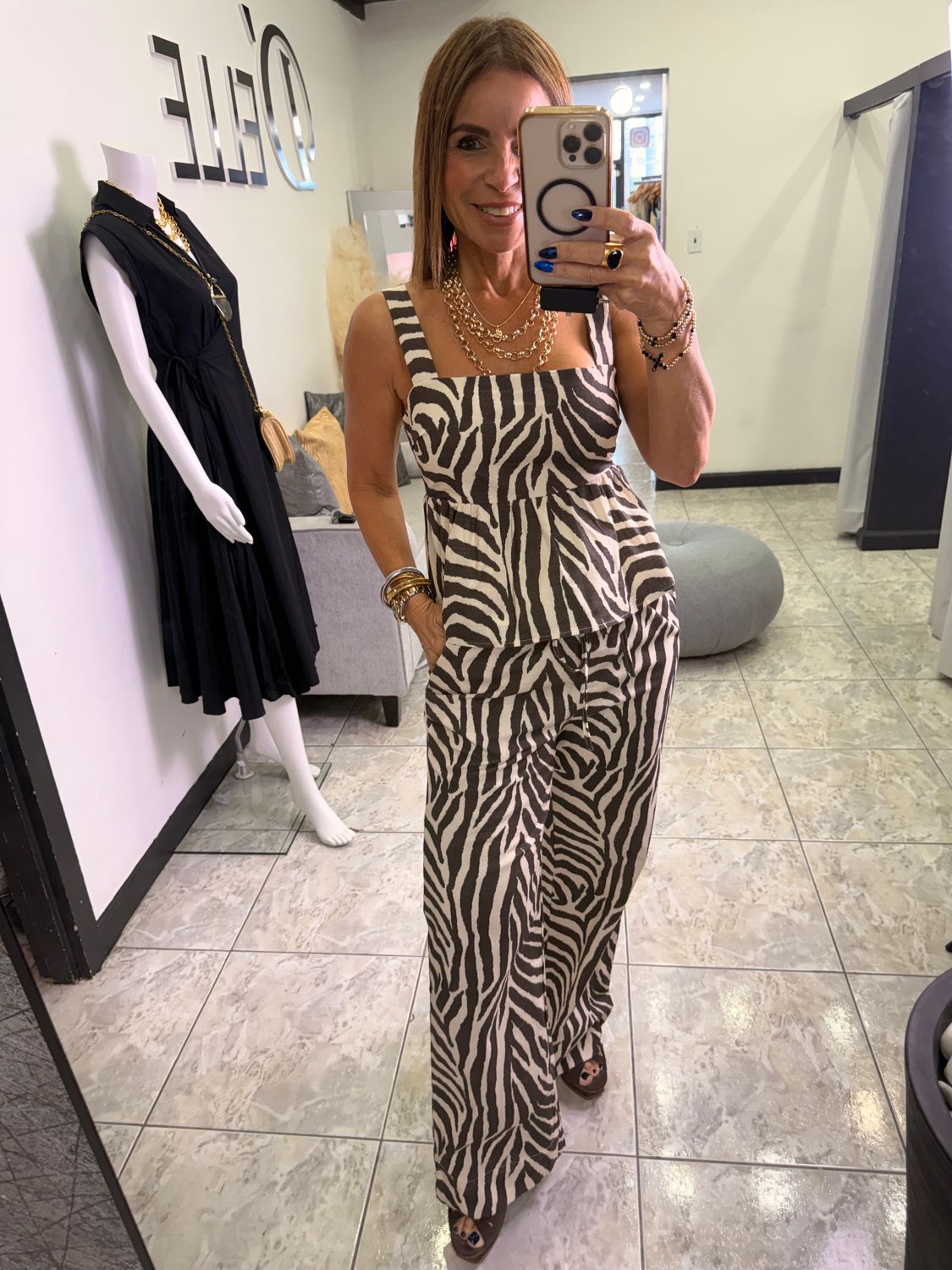 Choco-Ivory Zebra Pant Set