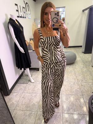Choco-Ivory Zebra Pant Set