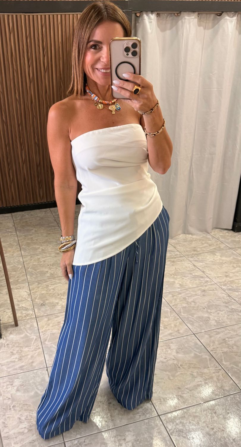 Blue White Stripes Pant
