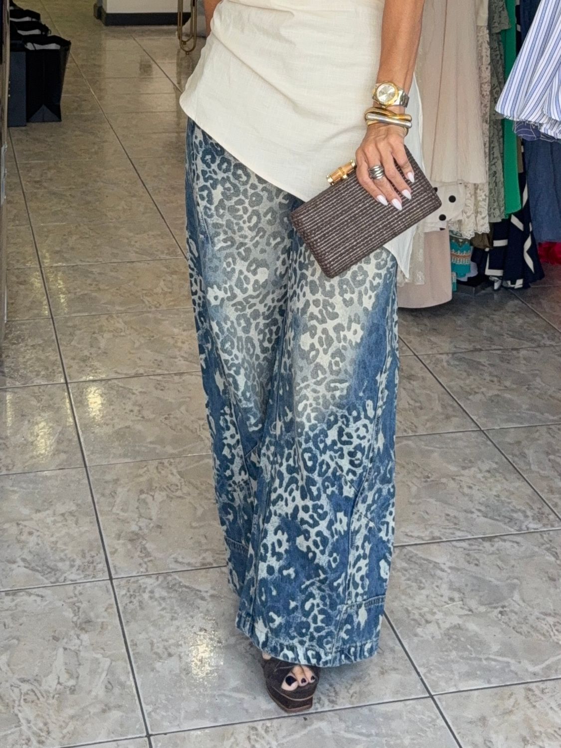 Chic Leopard Denim Jeans