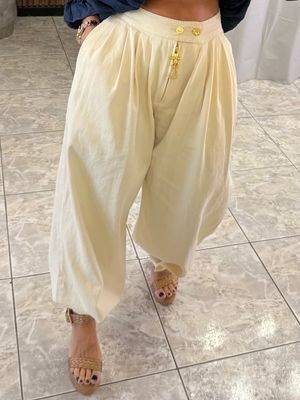 Cream Gold Detail Balloon Pants