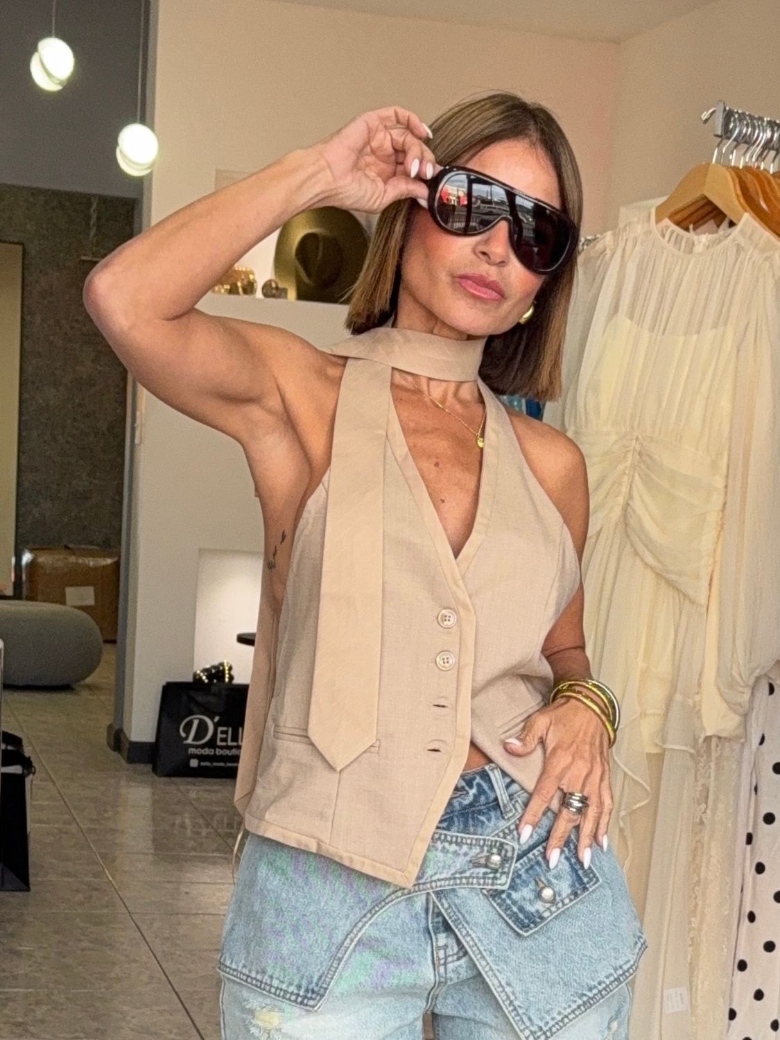 Lt Taupe Vest Top