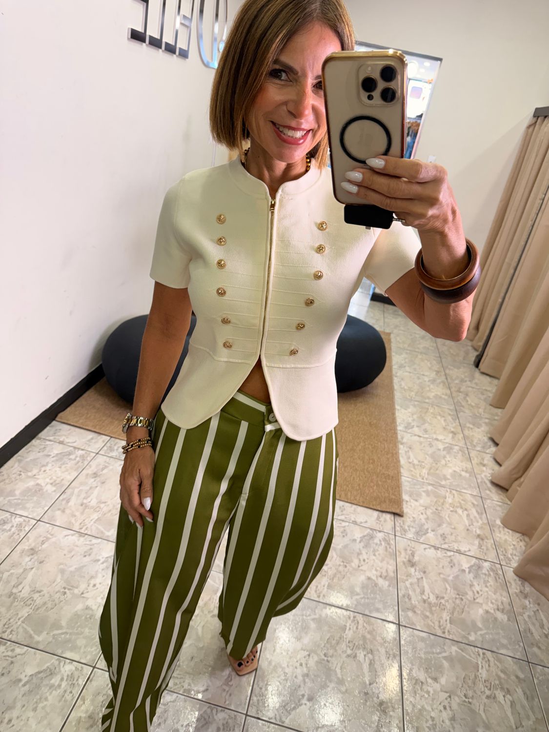 Cream Napoleon Knit Top