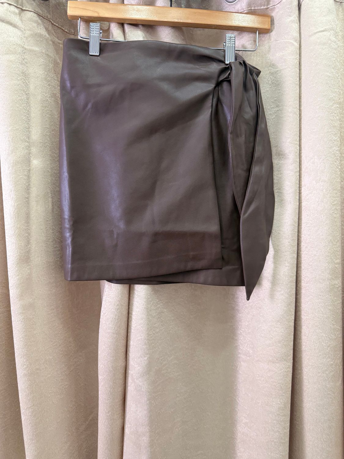Choco Brown Leather Skirt