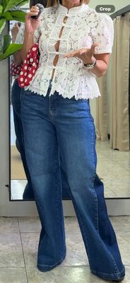 Dark Contrast Side Wide Keg Jeans