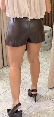 Chocolate Faux Leather Skort