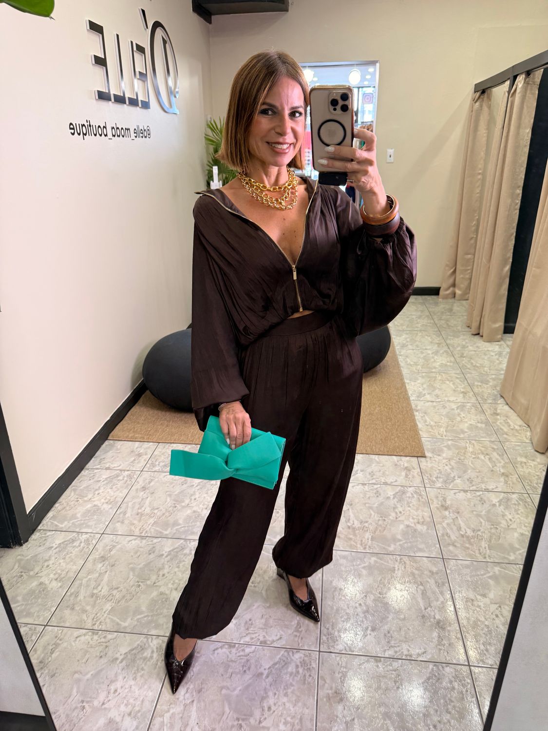 Dark Choco Pleated Pant Set