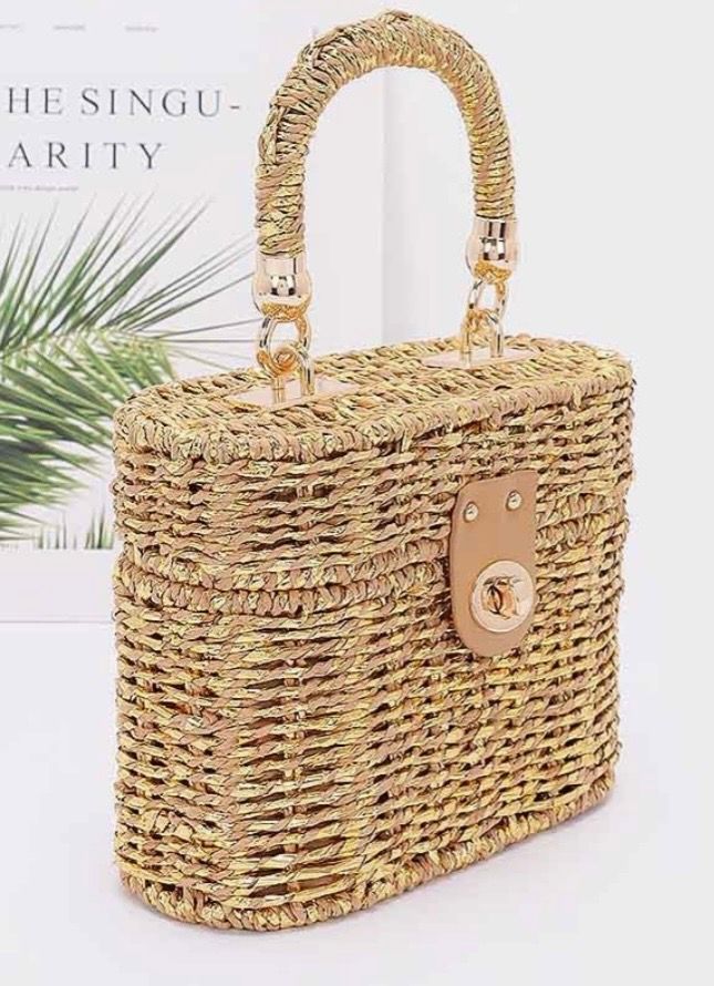 Raffia Gold Detail Crossbody Bag