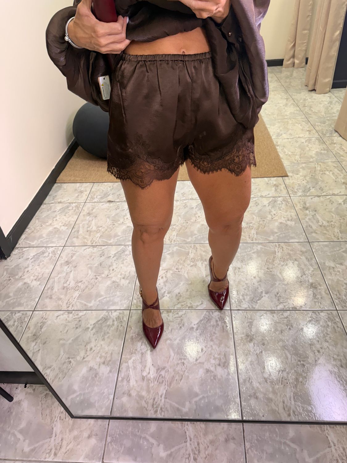 Black Or Choco Satin Lace Short
