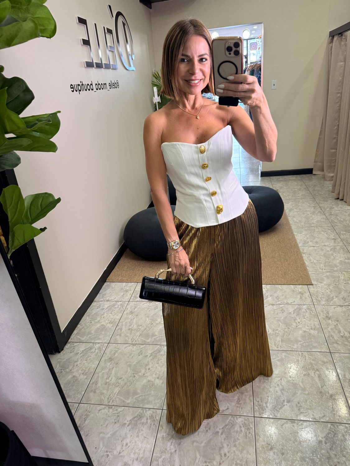 Off White Or Olive Strapless Top