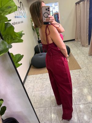 Burgundy Petals Detail Jumpsuit