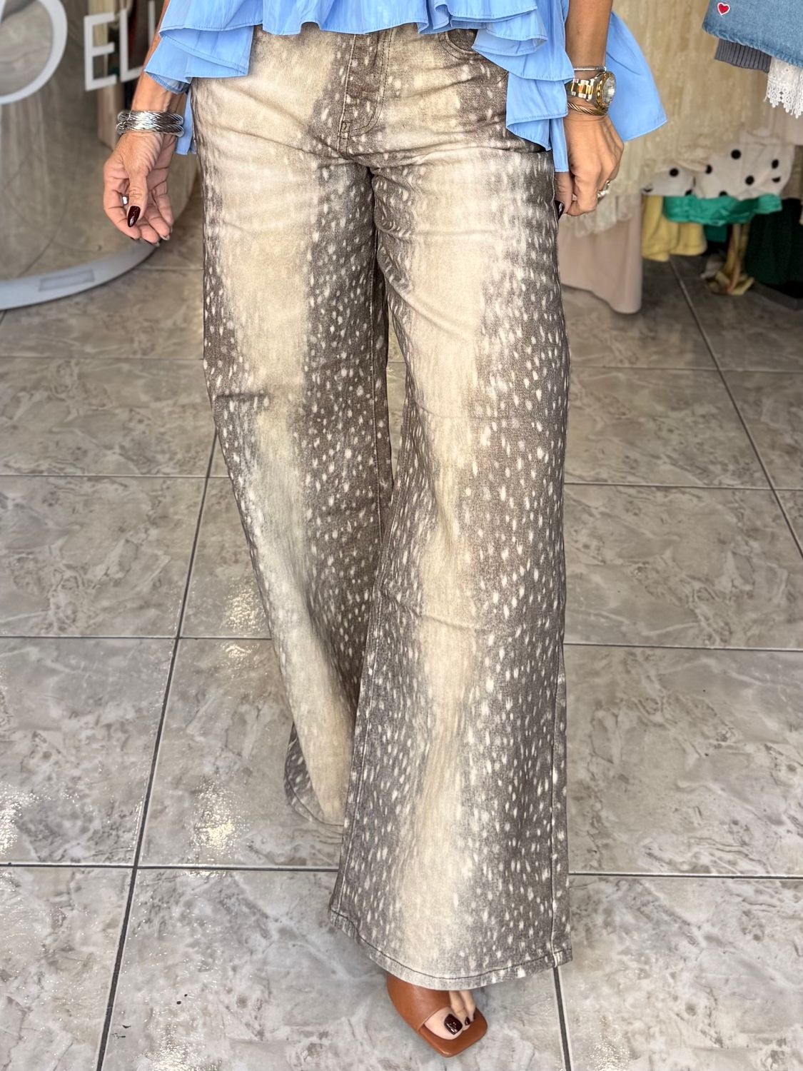 Neutral Bambi Print Jeans