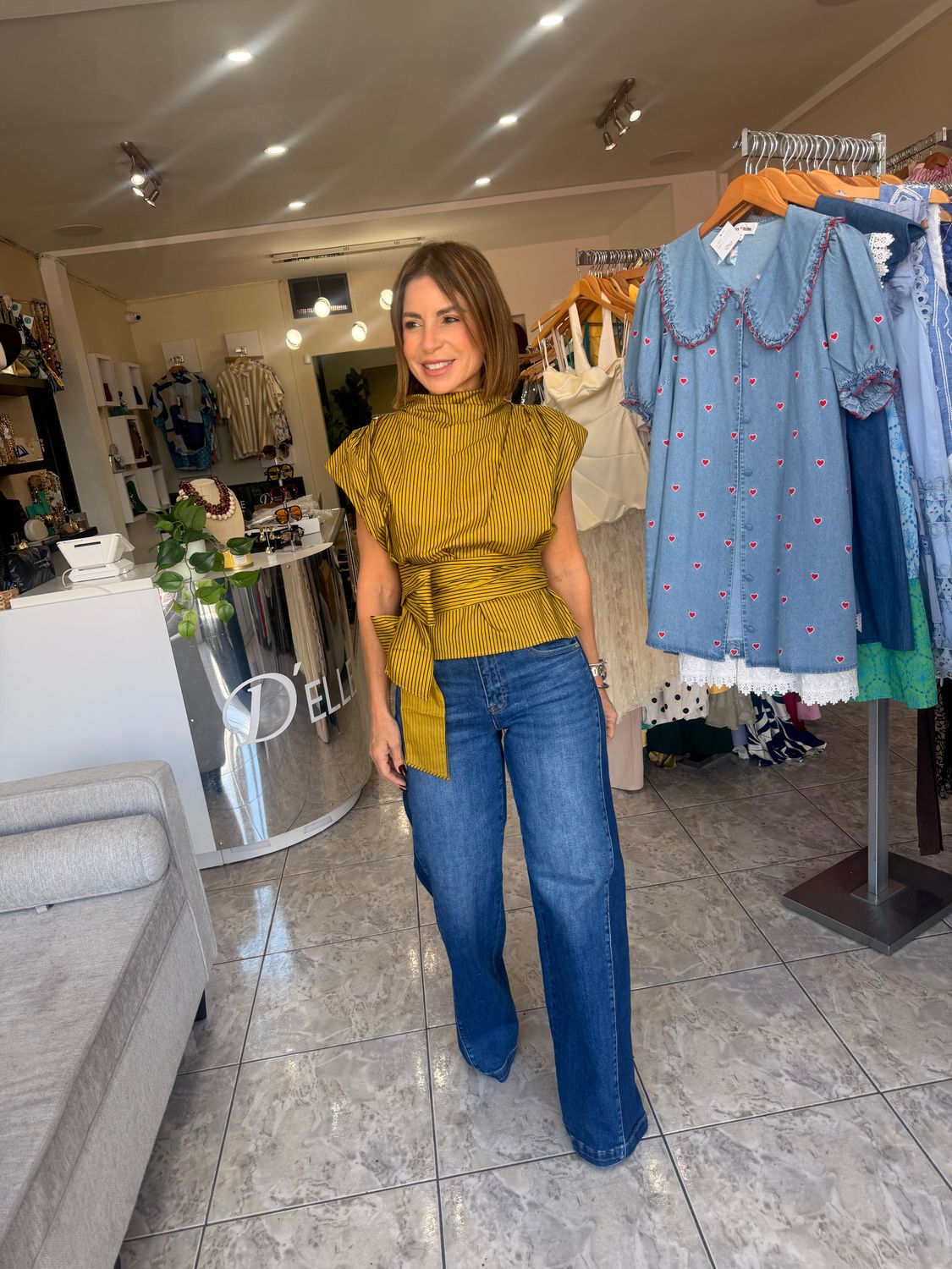 Chartreuse Or Brown Stripes Top