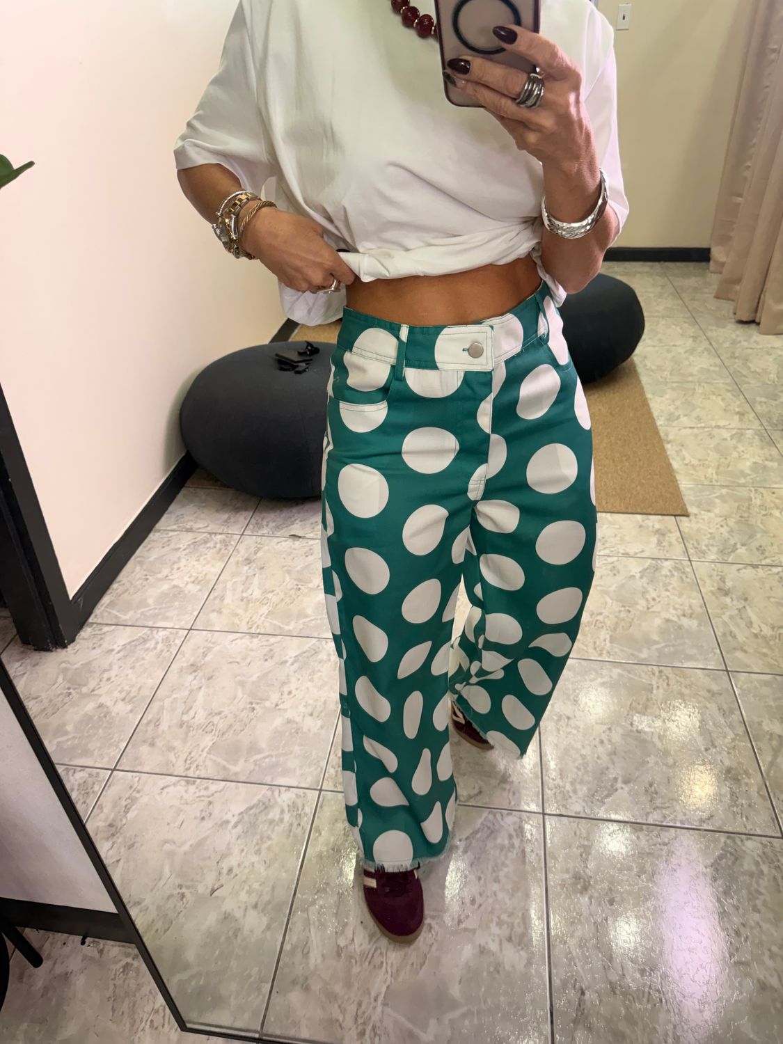 Jade Green Polka Dots Pants