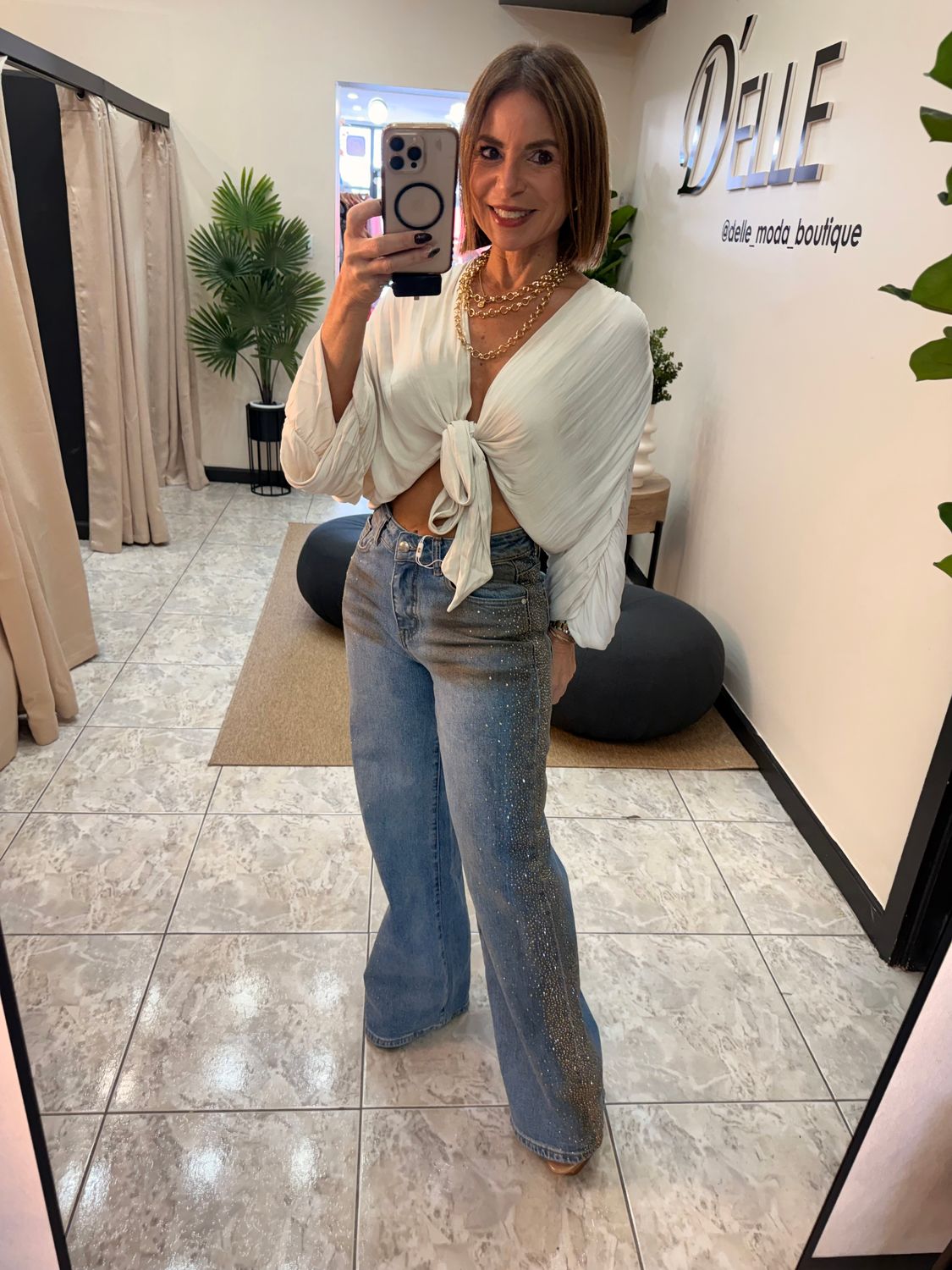Ivory Or Brown Satin Top