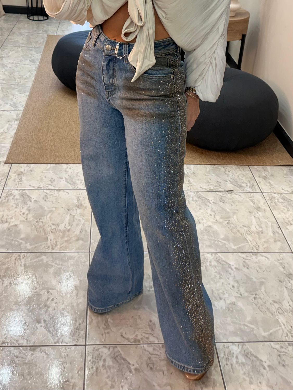 Lt Blue Spark Detail Jeans
