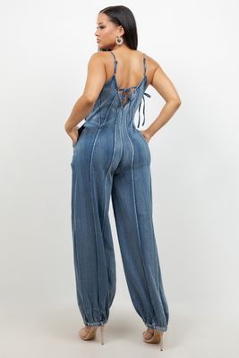 Medium Wash Denim Jumpsuit