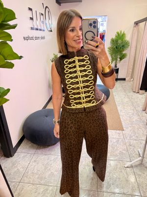 Leopard-Napoleon Gold Detail Pant Set