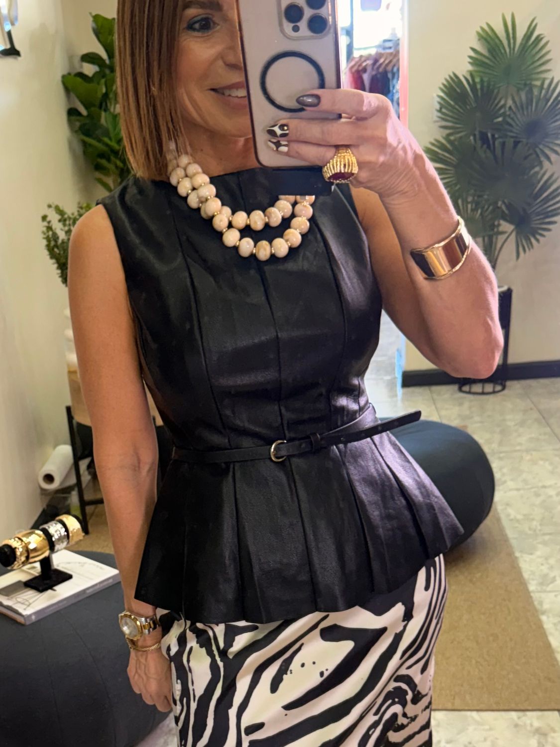 Black Or Brown Pu Leather Top
