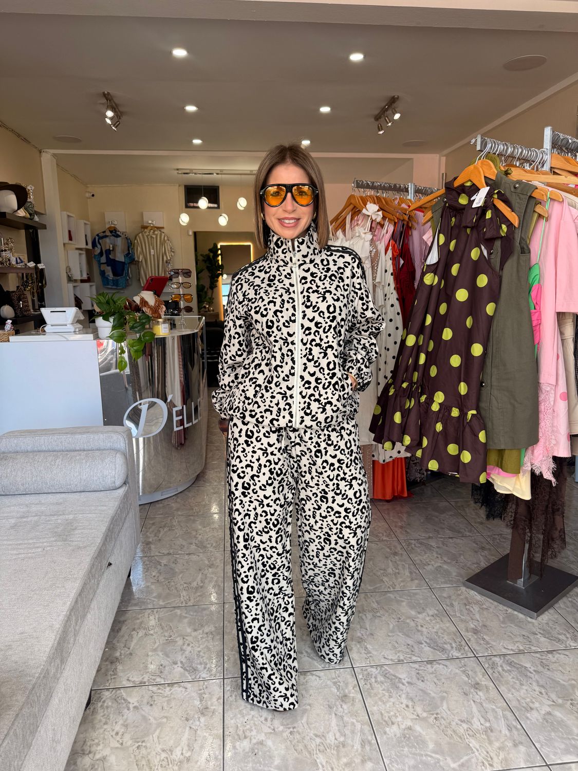 Leopard Printed Jacket And Pants Set