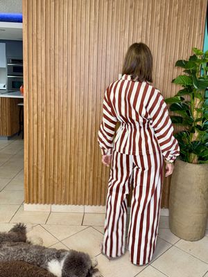 Burgundy/Brown Stripes Denim Set