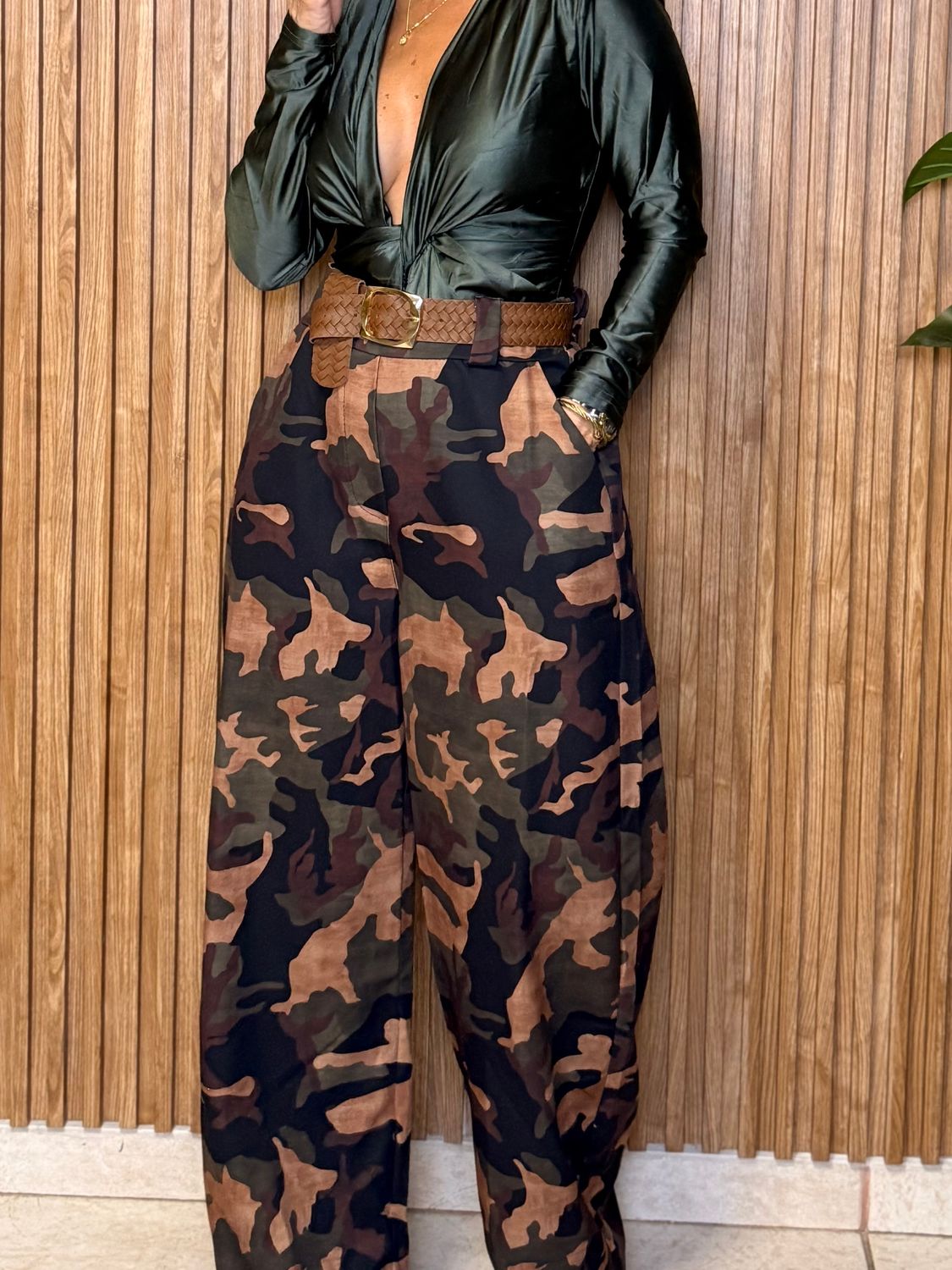 Green Camo Trendy Pants