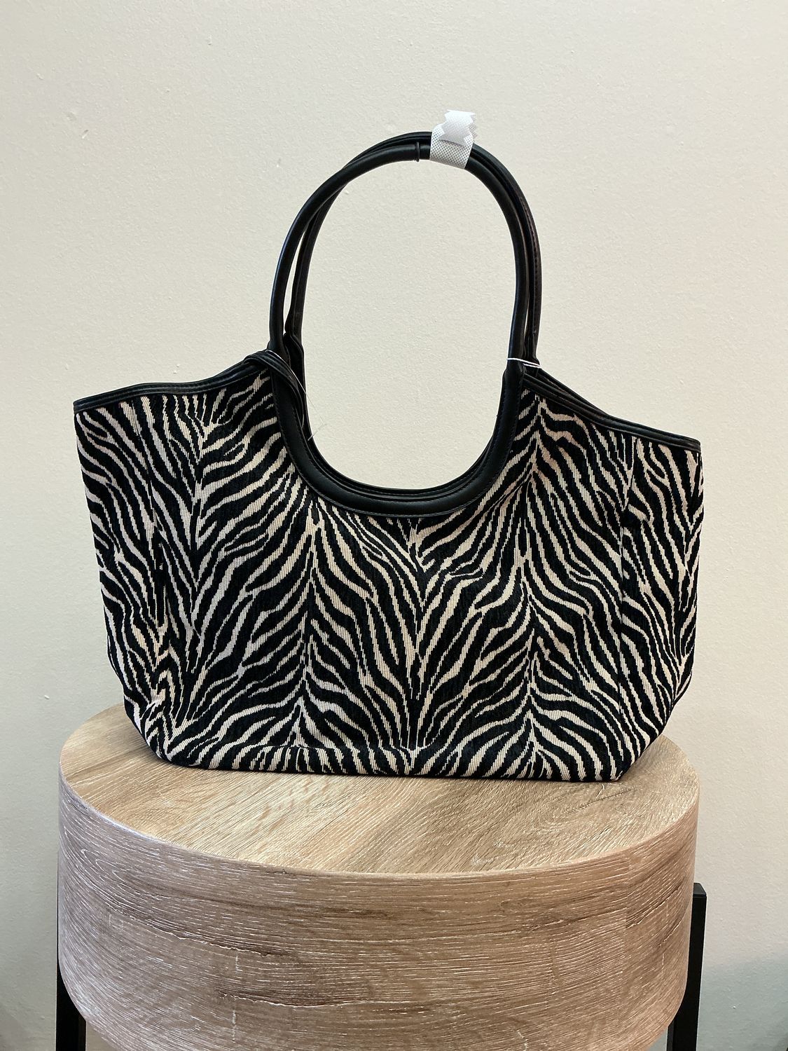 Ivory-Black Zebra Tote Bag