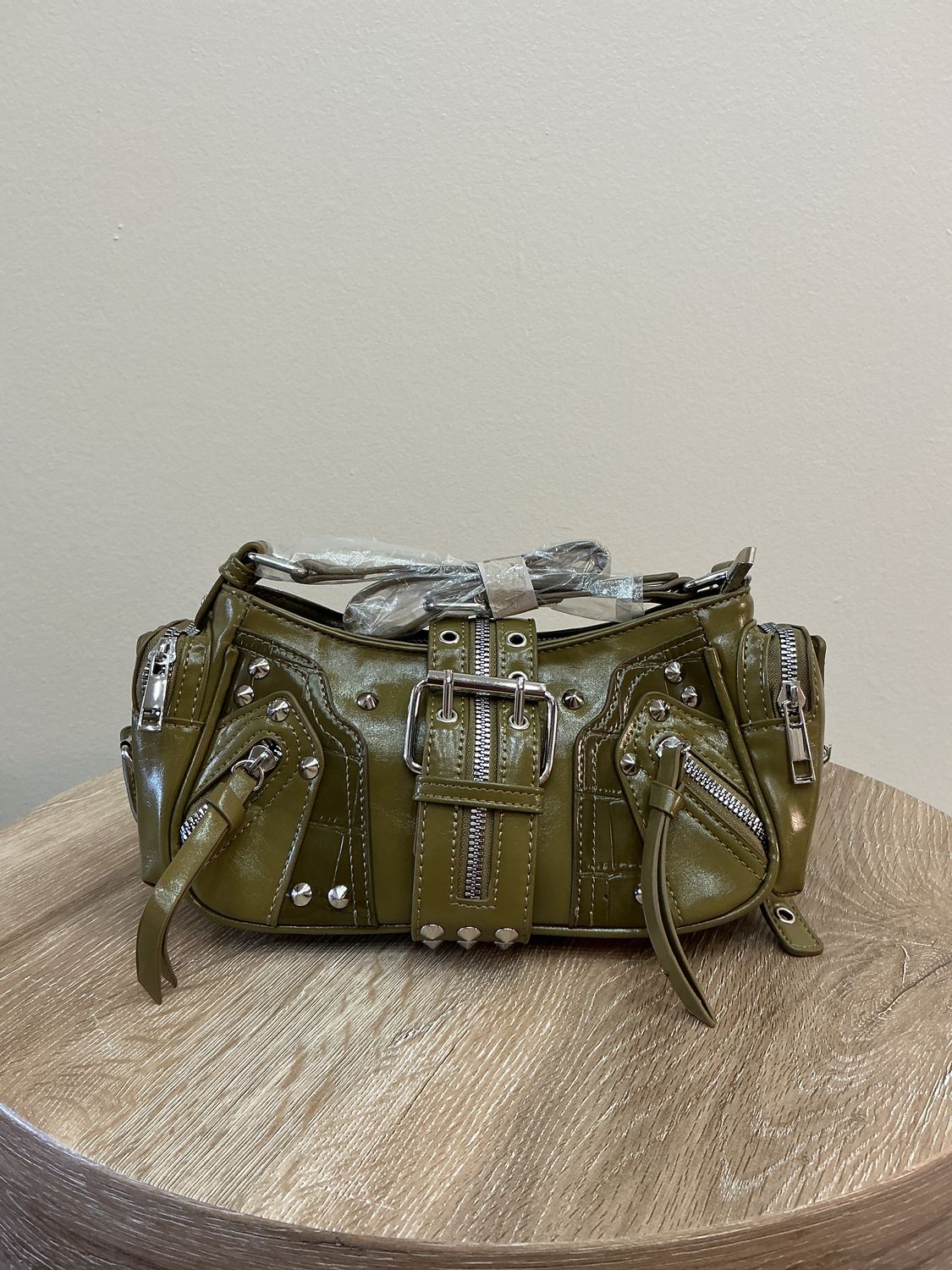 Olive Or Camel Silver Detail Crossbody Bag