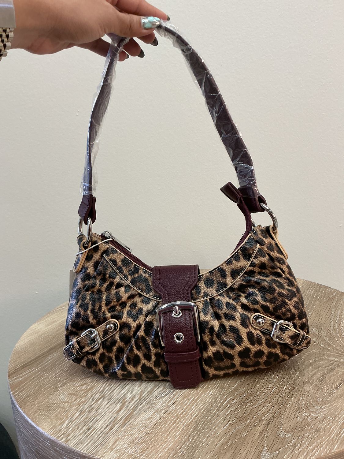 Leopard Burgundy Detail Bag