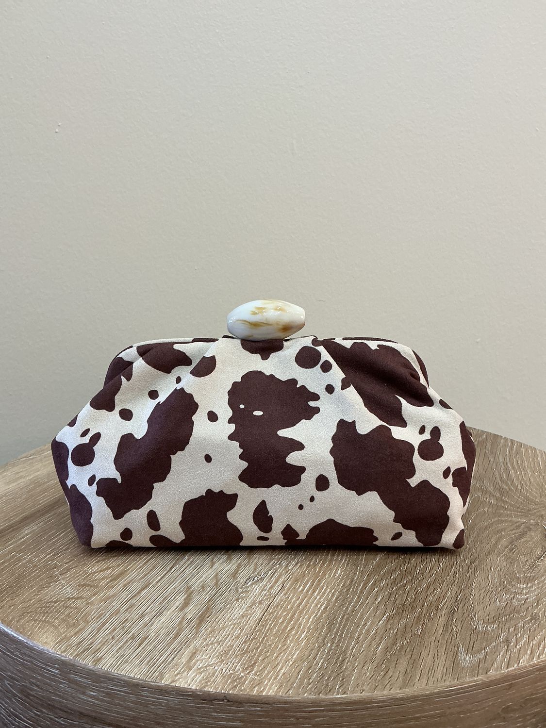 Cow Print Detail Clutch Bag