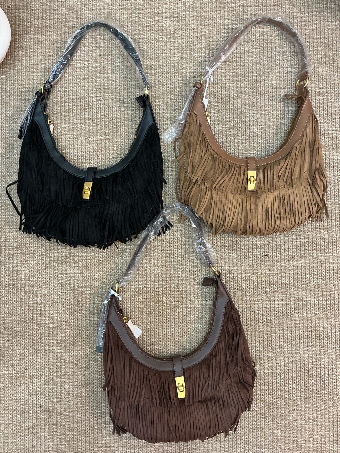 Black, Camel Or Brown Fringe Bag