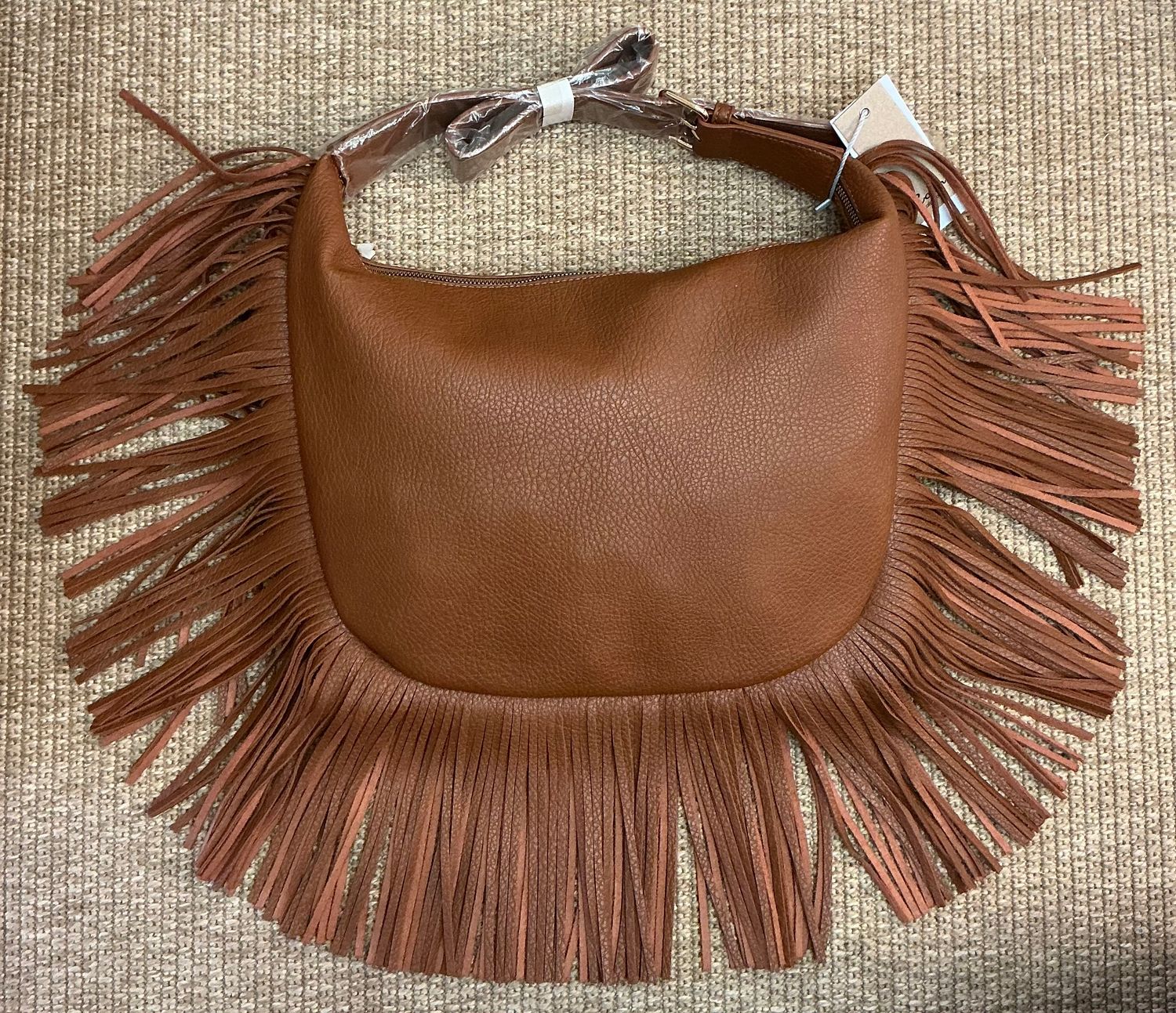 Camel or Choco Fringe Detail Tote Bag